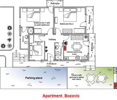 Three-Bedroom Apartment room in Apartment Bozovic
