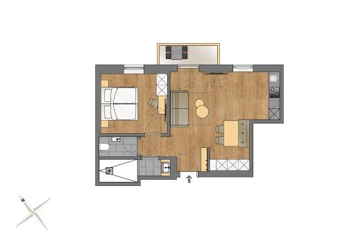 1 king bed, 1 sofa bed