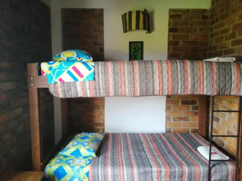 1 double bed, 2 bunk beds