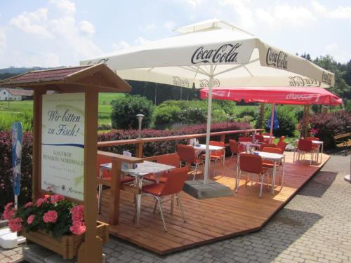 Erkély/terasz, Gasthof-Pension Nordwald in Moorbad Harbach