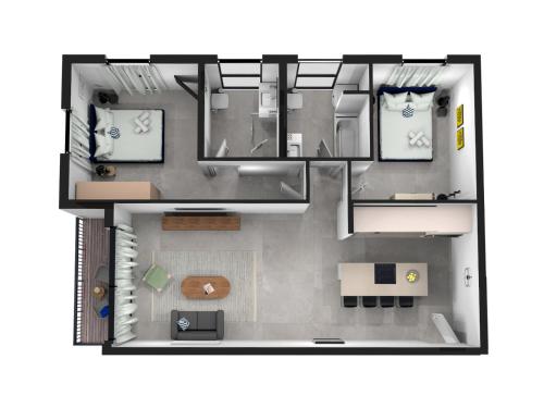 2 bedrooms, 3 beds