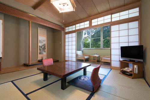 Japanese-Style Room with Mountain and River View