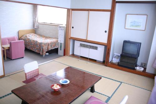 Japanese-Style Family Room with Mountain View