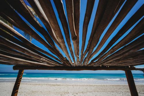 Beachfront villa on Tulum beach hotel zone