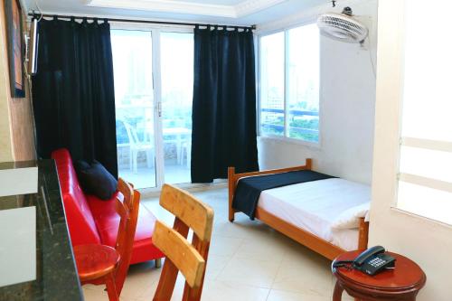 Apartamento en cartagena 1C11 frente Al Mar con balcon Piso 11 aire acondicionado y wifi
