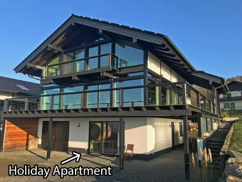 Hunsrück Valley View Apartment with Cedar SAUNA in Bruschied, Deutschland