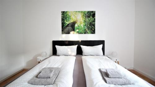 Light-flooded city apartment with balcony and garden