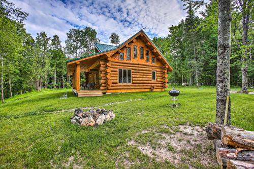 Custom Log Cabin w/ Deck & 45 Acres By Pine River! in Luther (MI)