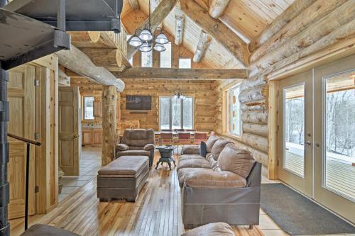 Custom Log Cabin w/ Deck & 45 Acres By Pine River! in Luther (MI)