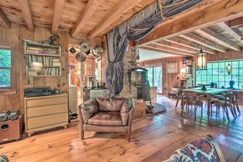 The Mill River Cabin with Fireplace and River View!