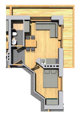 1 double bed, 1 sofa bed