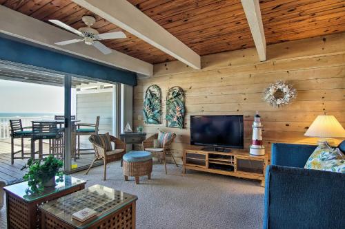 Nautical Beachfront Condo with Deck and Ocean Views!