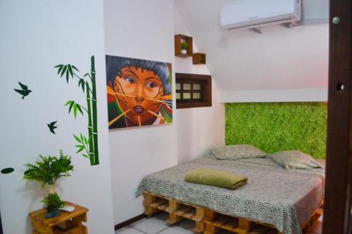1 double bed, 2 bunk beds