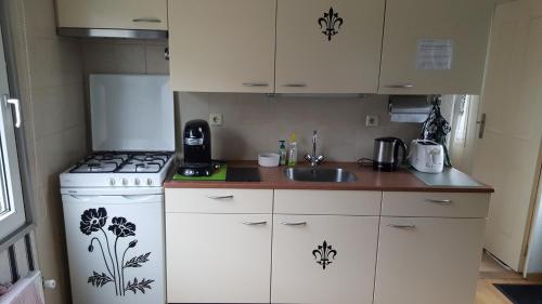 廚房, Ferienhhaus-Mobilheim freies WLAN in 納爾德維克