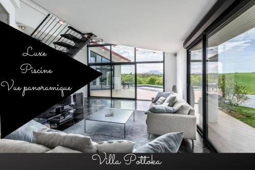 Villa Pottoka luxueuse avec piscine chauffée et vue panoramique - Cambo-Espelette gîte à louer Itxassou