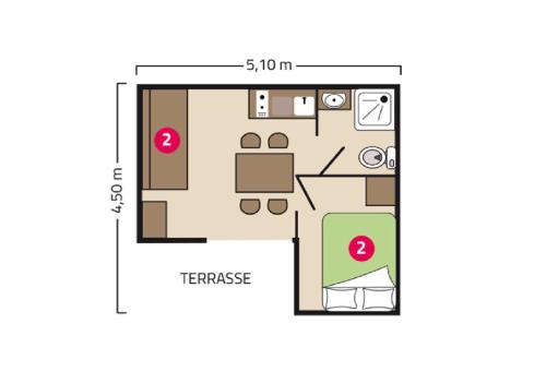 1 double bed, 1 sofa bed