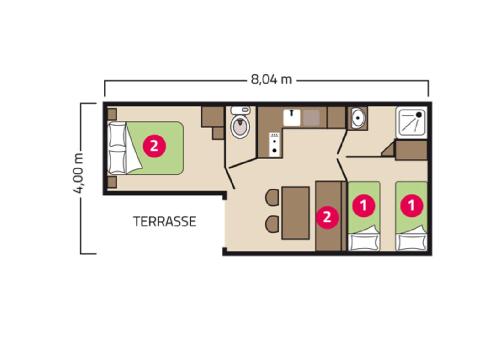 2 bedrooms, 4 beds