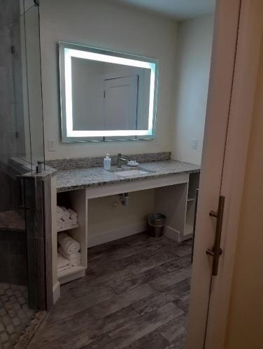 a bathroom with a sink and a mirror, The Rivers Edge Motel in Labelle (FL)