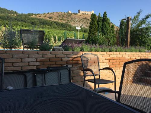 Terraza/balcón, cottage with private swimming pool in Pavlov