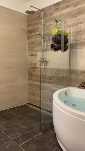 cabină de duș, Stadtvilla Intzeplatz - Apartment Borkum in Remscheid