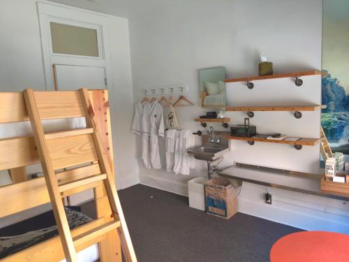 Bunk Room with Full Beds and Shared Bathroom