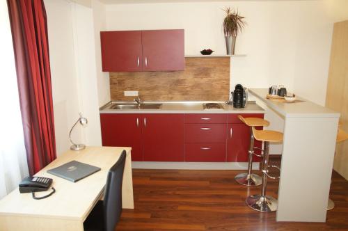 廚房, 阿德勒客房旅館 (Gastehaus Adler) in 里斯河畔比伯拉赫