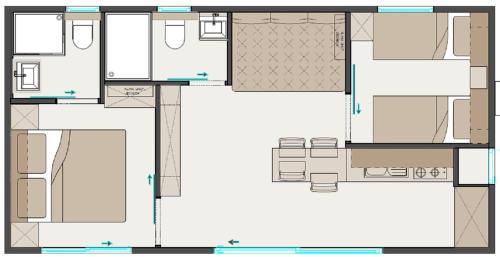 Family Two-Bedroom Mobile Home with Terrace and Lake View
