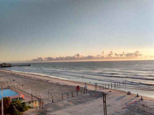 Ocean balmy warm healing breeze on sunny balcony in Daytona Beach, USA