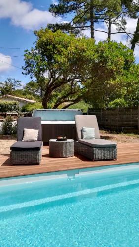Villa avec piscine et jacuzzi au Cap Ferret gîte à louer Le Canon