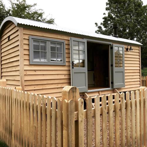 Exterior view of Astwell Mill Luxury Shepherds Hut