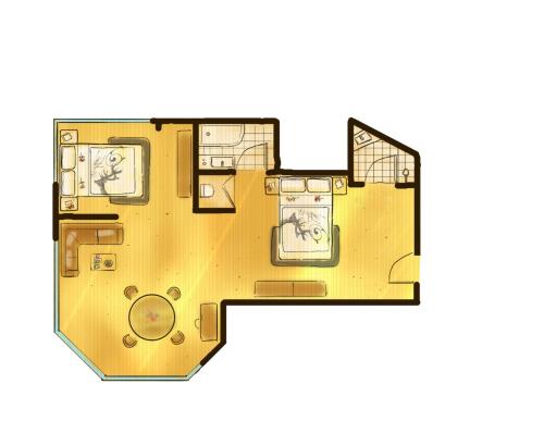 1 king bed, 2 sofa beds