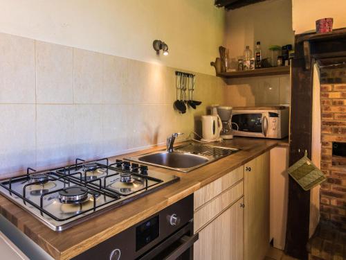 virtuve, Peaceful Cottage in Savignac for 2 in Savignac-Ledrier