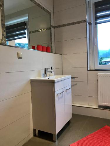 Bathroom, Ferienwohnung BergZeit Oberwiesenthal - ideal fur Familien und Paare - 70qm - 2 Schlafzimmer - große in Oberwiesenthal