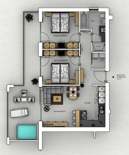 2 bedrooms, 3 beds