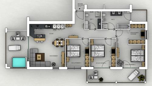 3 bedrooms, 4 beds