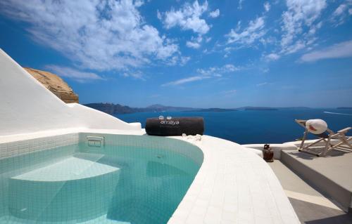 Elegant Santorini House Villa Castro Caldera View-Outdoor Hot Tub Oia