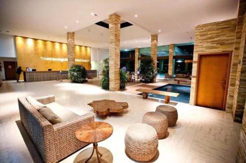 Lobby, Apartamento quarto e sala com varanda no ILOA Residence a 10 Km da Praia do Frances e 12 Km da Praia in Maceio