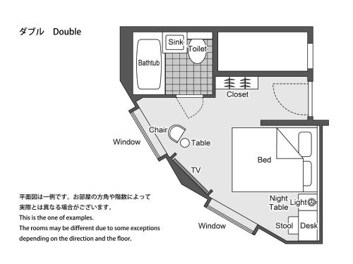 Takarazuka Hotel Room Type - Double Room