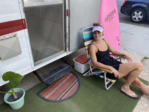 60s Surf Camper with NYC Skyline View in Rockaway Beach