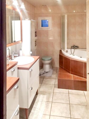 Bathroom, Studio avec jacuzzi jardin clos et wifi a Tremblay en France in Villepinte