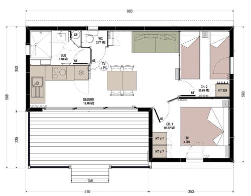 2 bedrooms, 5 beds