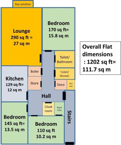 平面圖, Beachview-Holiday Flat 2- Sleeps8 in 洛西茅斯