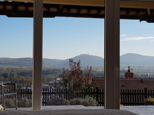 Blick über Krems mit Terrasse in Krems an der Donau, Österreich