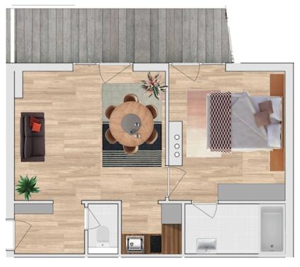 1 queen bed, 1 sofa bed
