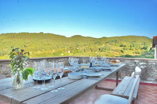 Erkély/terasz, Chianti, Toscane: villa avec vue in Lucolena