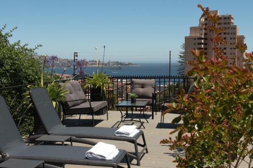شرفة/ تراس, Hotel Boutique Casa Recreo in فينا ديل مار