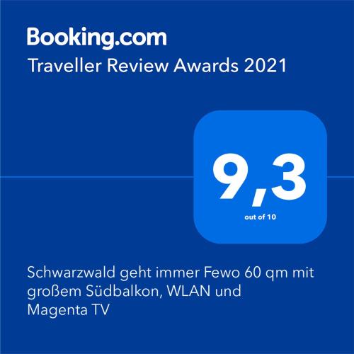 Schwarzwald geht immer Fewo 60 qm mit großem Südbalkon, WLAN und Magenta TV