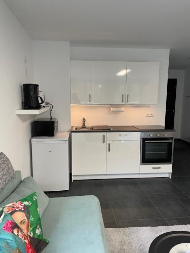 廚房, Ferienwohnung mit Waldblick in 萊門