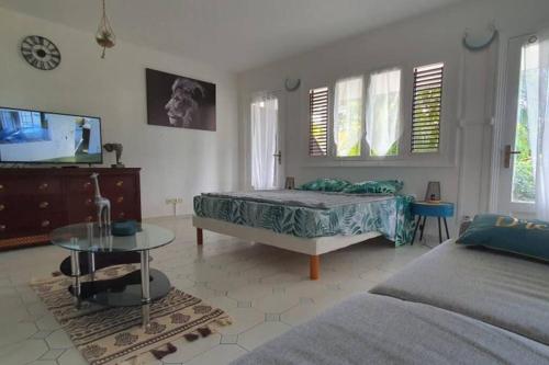 Grand studio Tropical idéalement situé, jardin et piscine