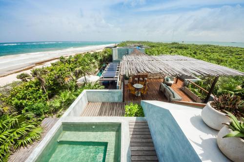 luxury beachfront villa in Sian Kaan in Tulum, Mexico